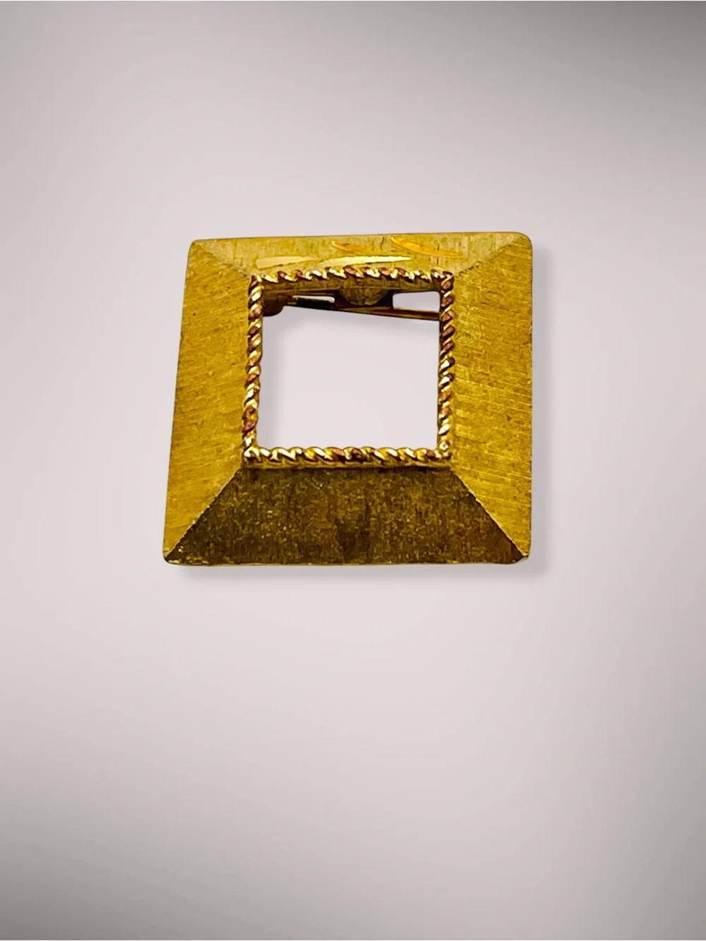 Vintage Mamselle Signed Gold Tone Open Square Geometric Frame Brooch